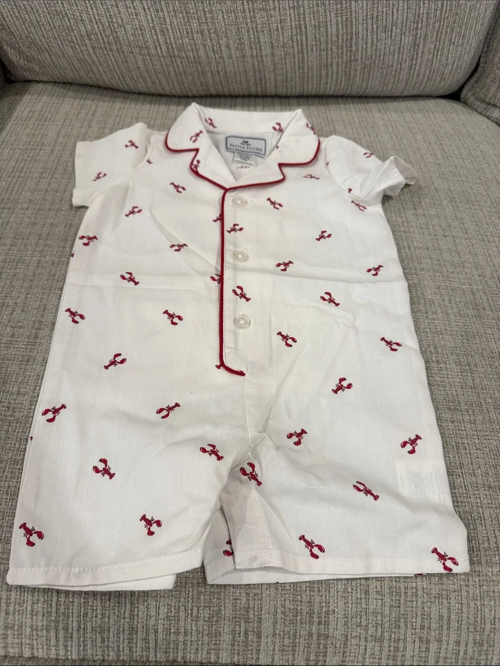 Petite Plume Baby twill summer Boy Romper Size 3-6 months